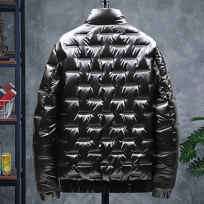 Men’s Glossy Stand-Up Collar Jacket