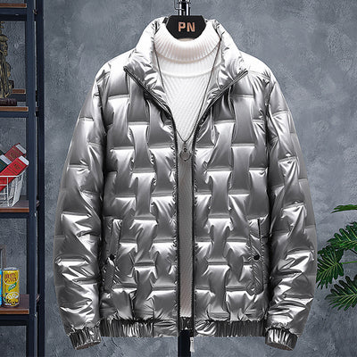 Men’s Glossy Stand-Up Collar Jacket
