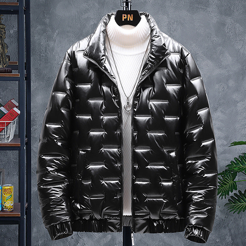 Men’s Glossy Stand-Up Collar Jacket