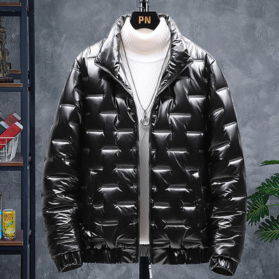 Men’s Glossy Stand-Up Collar Jacket