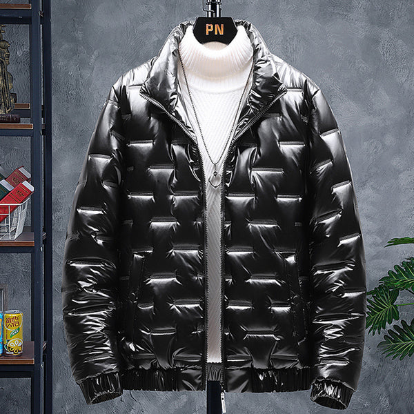 Men’s Glossy Stand-Up Collar Jacket